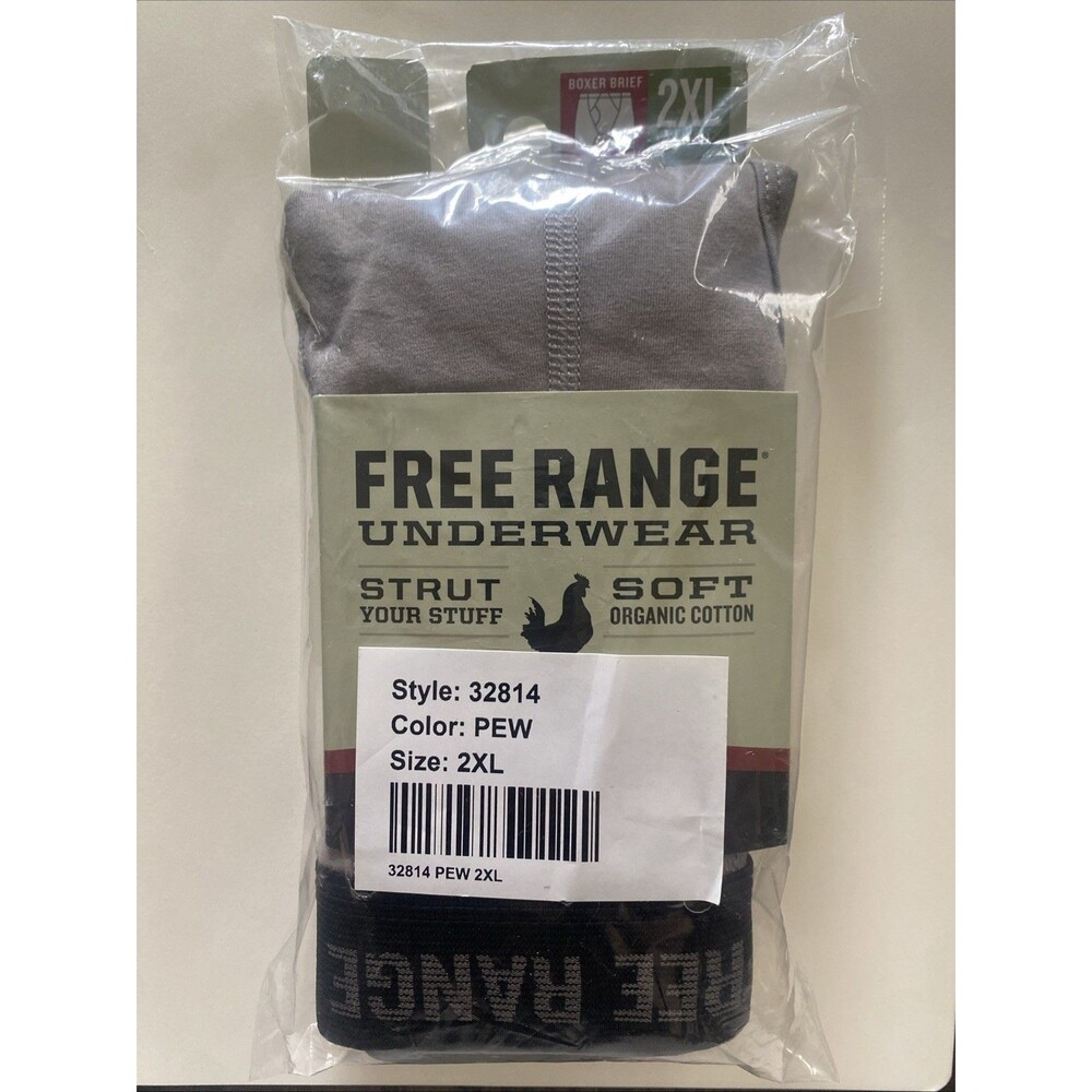 DULUTH TRADING FREE RANGE COTTON BOXER BRIEFS W/ BULLPEN IN PEWTER SIZE 2XL NEW